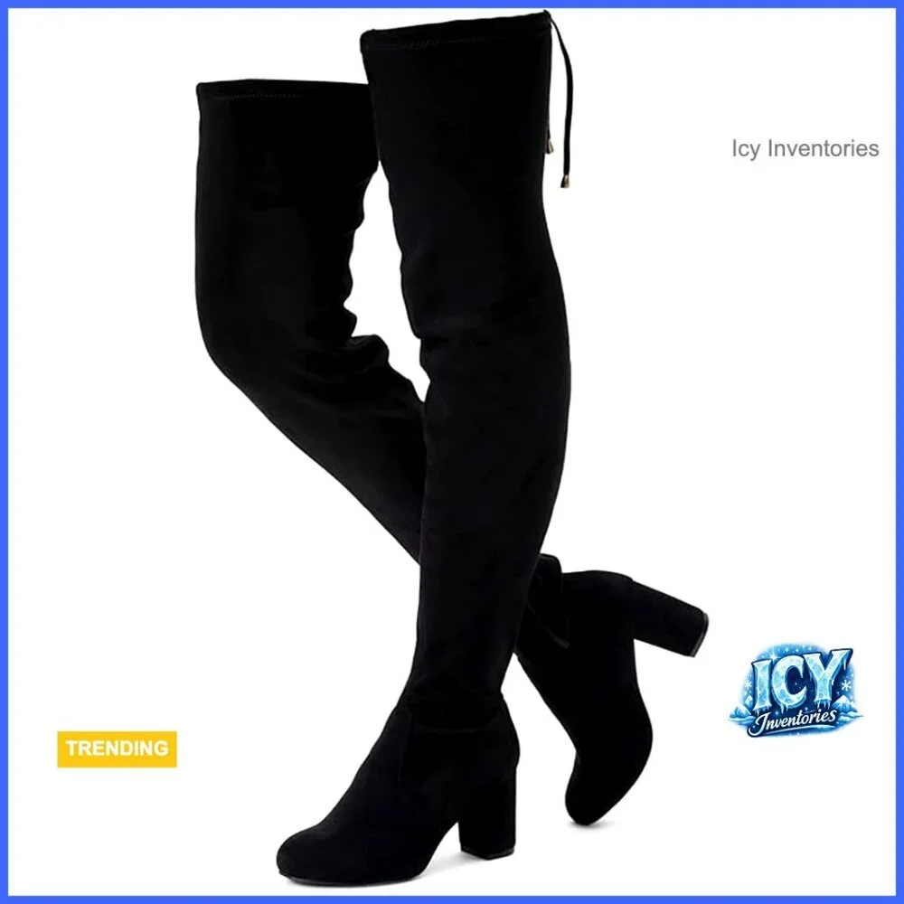 Thigh High Over The Knee Boots with High Heel and Inner Zipper